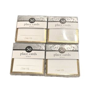 Place Cards 50 Ct Placecard White Gold Trim 4x4 Wedding Anniversary 200 Total